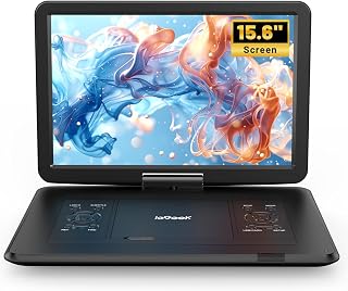 ieGeek 17.5" Portable DVD Player with 15.6" Large HD Swivel Screen, Black | Region Free, For Seniors & Kids, 6 Hrs Battery, Dual Speakers, USB & SD Card, Sync to TV, For Travel, Road Trips & Home Use