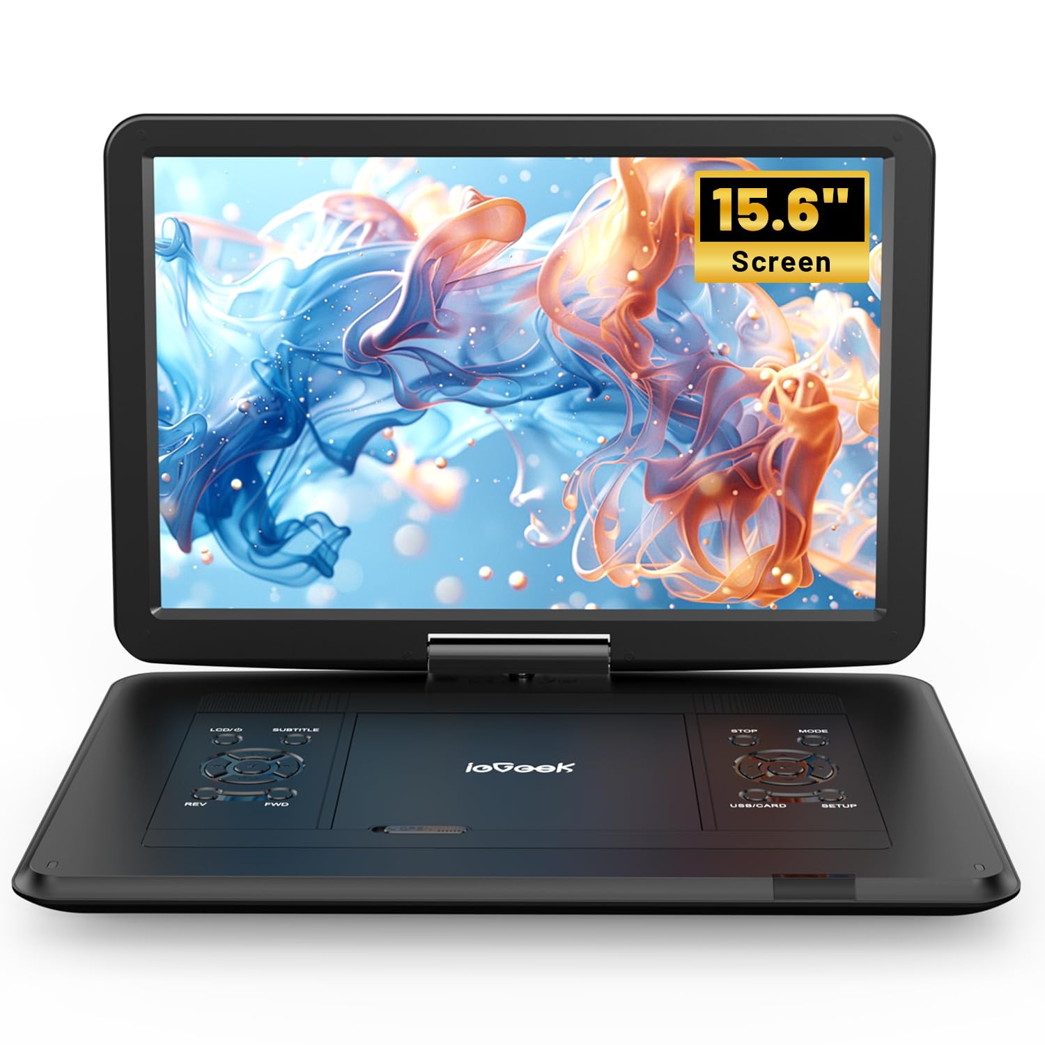 ieGeek 17.5" Portable DVD Player with 15.6" Large HD Swivel Screen, Black | Regi