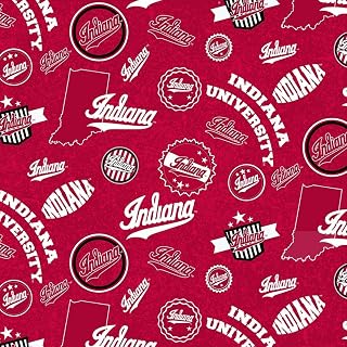 SYKEL ENTERPRISES Indiana University IU Hoosiers Cotton Fabric w Home State Design-Sold by The Full Yard