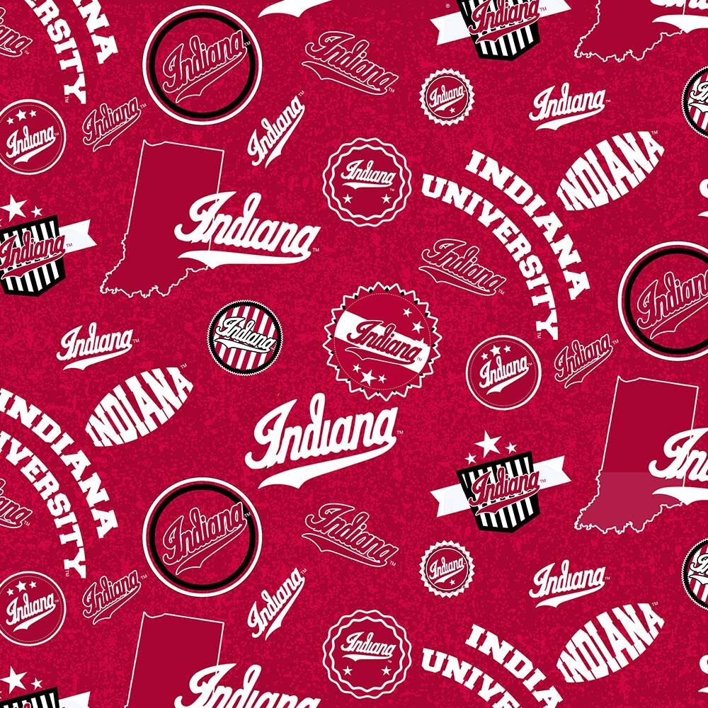 SYKEL ENTERPRISES Indiana University IU Hoosiers Cotton Fabric w Home State Desi