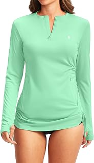 Soothfeel レディース 長袖 UV 日焼け防止 ラッシュガード シャツ UPF 50+ スイムシャツ スイムスーツ トップス 女性用 ジップポケット付き