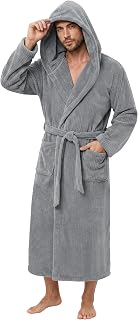 PJGGZ Men's Bathrobe with Hood, Soft Long Towel Robe for Men - Super Absorbent Quick Dry yet Warm