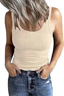 GEMBERA Women's Scoop Neck Sleeveless Ribbed Tank Tops