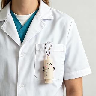 Syringe Shape Keychain,Portable Bottle Opener Cutter,Durable Medical Breaking Tool, White, Medium