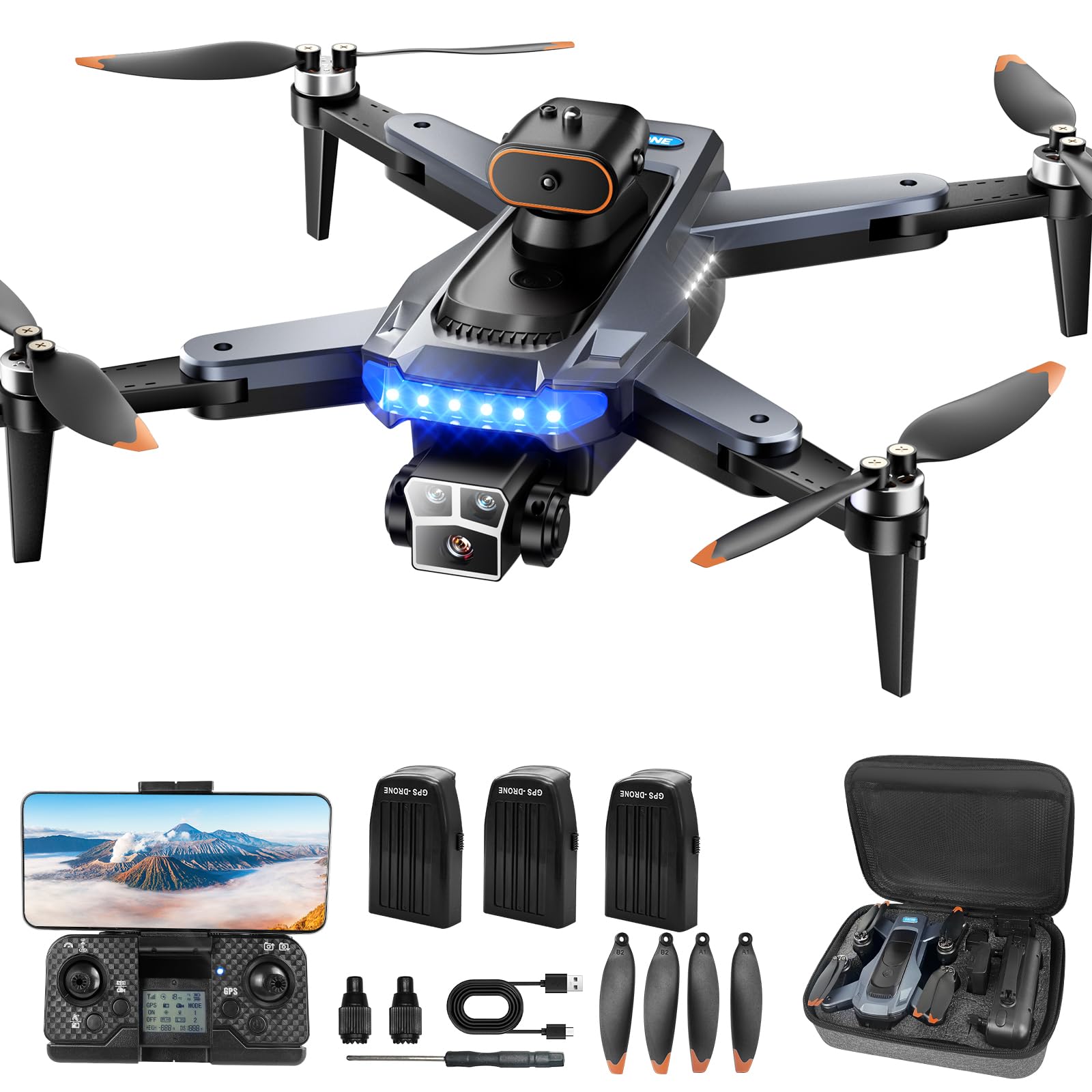 Drone with Camera for Adults 4K, HYTOBP P17 GPS Drone with Auto Return,Brushless