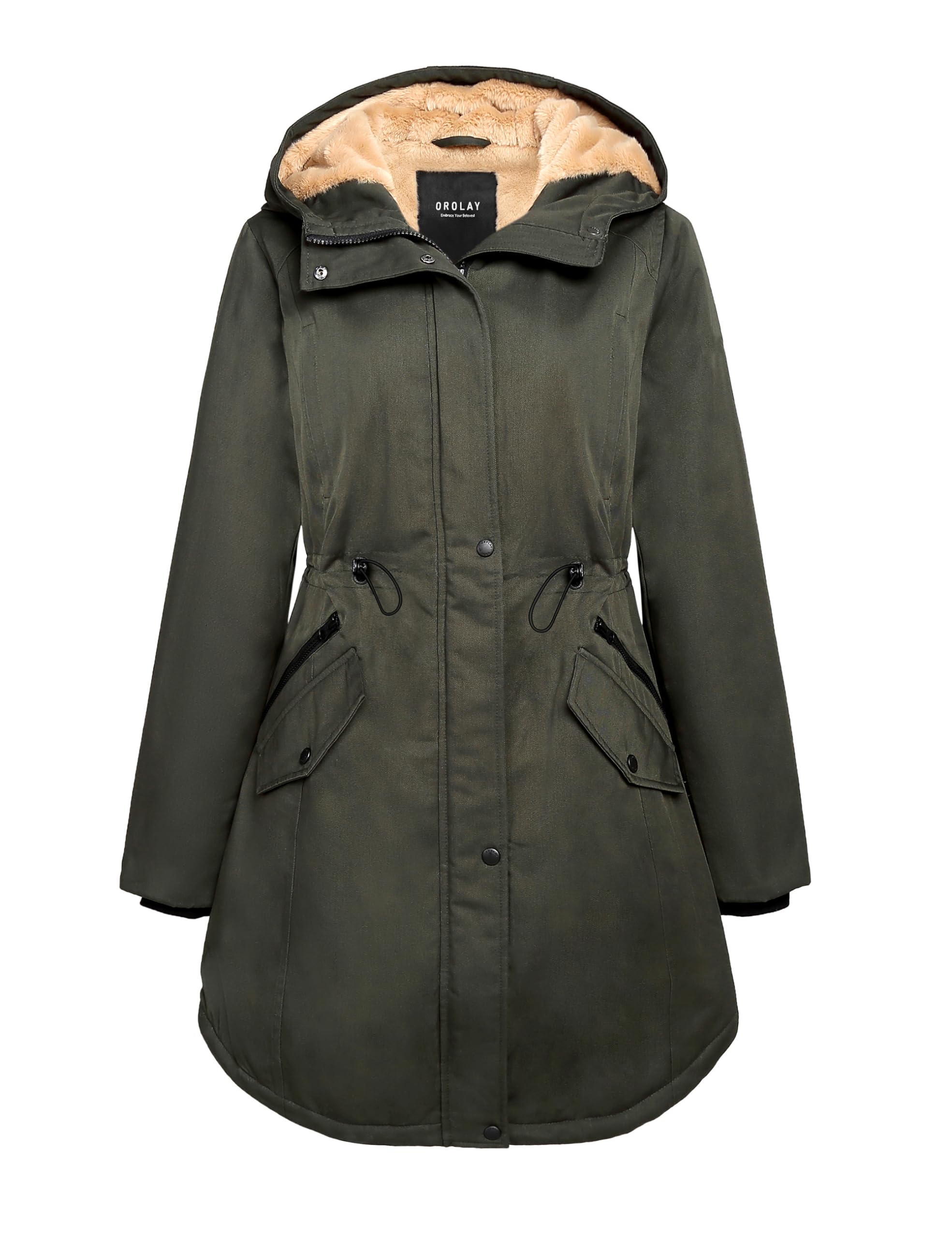 Orolay Women's Thickened Parka Coat Windproof Fleece Lined Hooded Jacket Outdoor