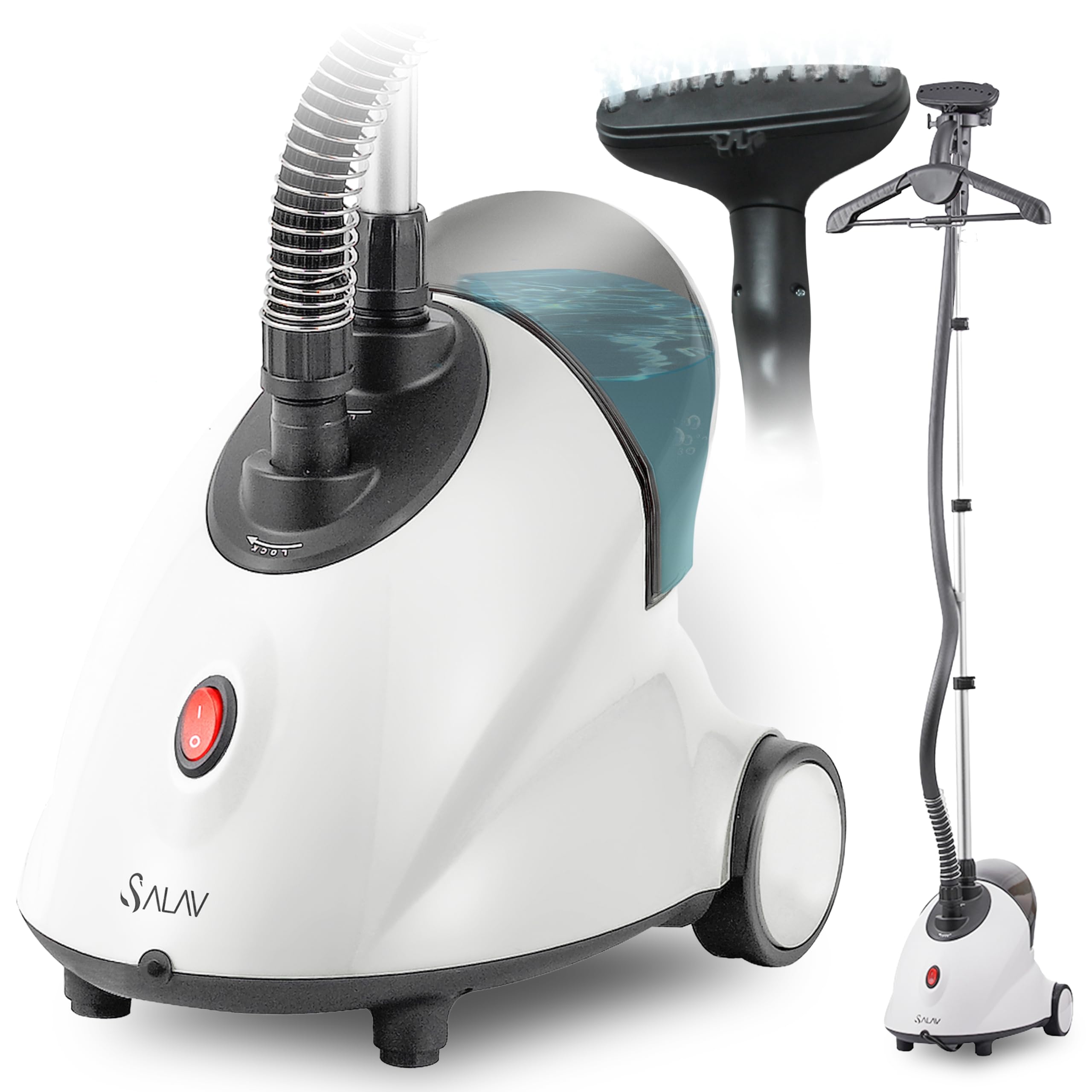 SALAV GS18-DJ Professional Standing Clothes Steamer w/Roll Wheels for Easy Movem