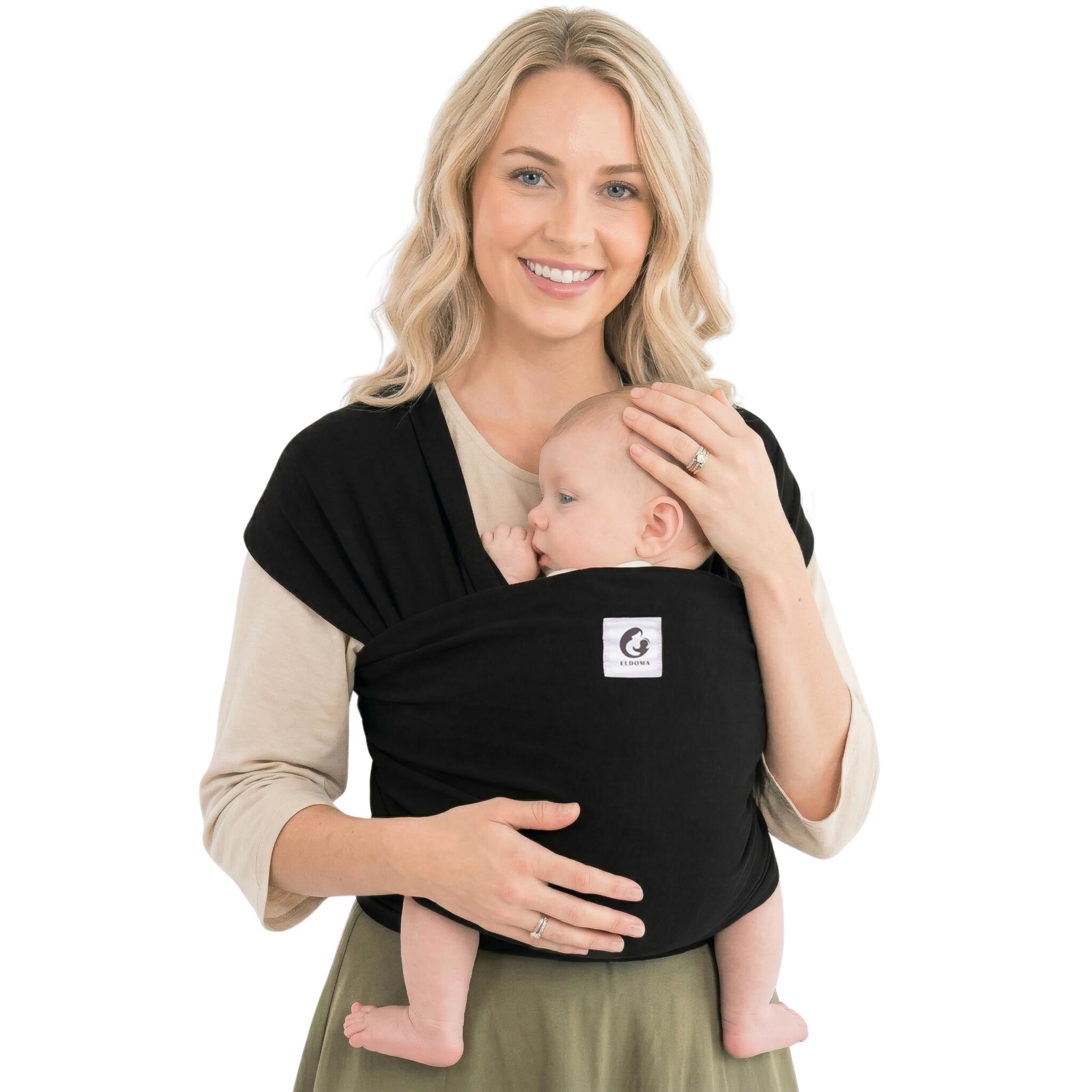 ELDOMA Black Baby Wrap Carrier - Lightweight, Breathable Baby Sling | Hands Free