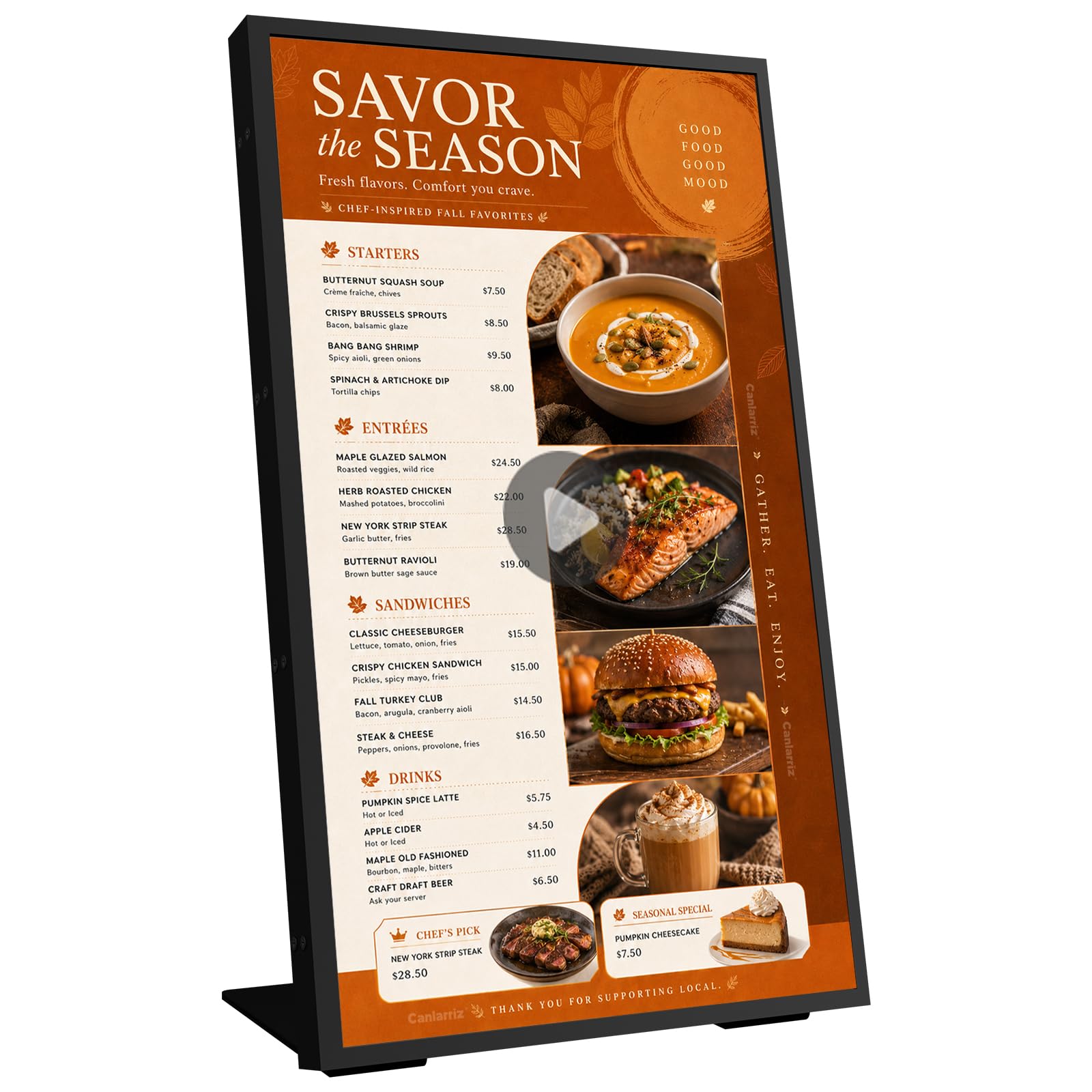 Canlarriz 18.5" Digital Signage Display, 700 Nits Digital Menu Board | Built-in 