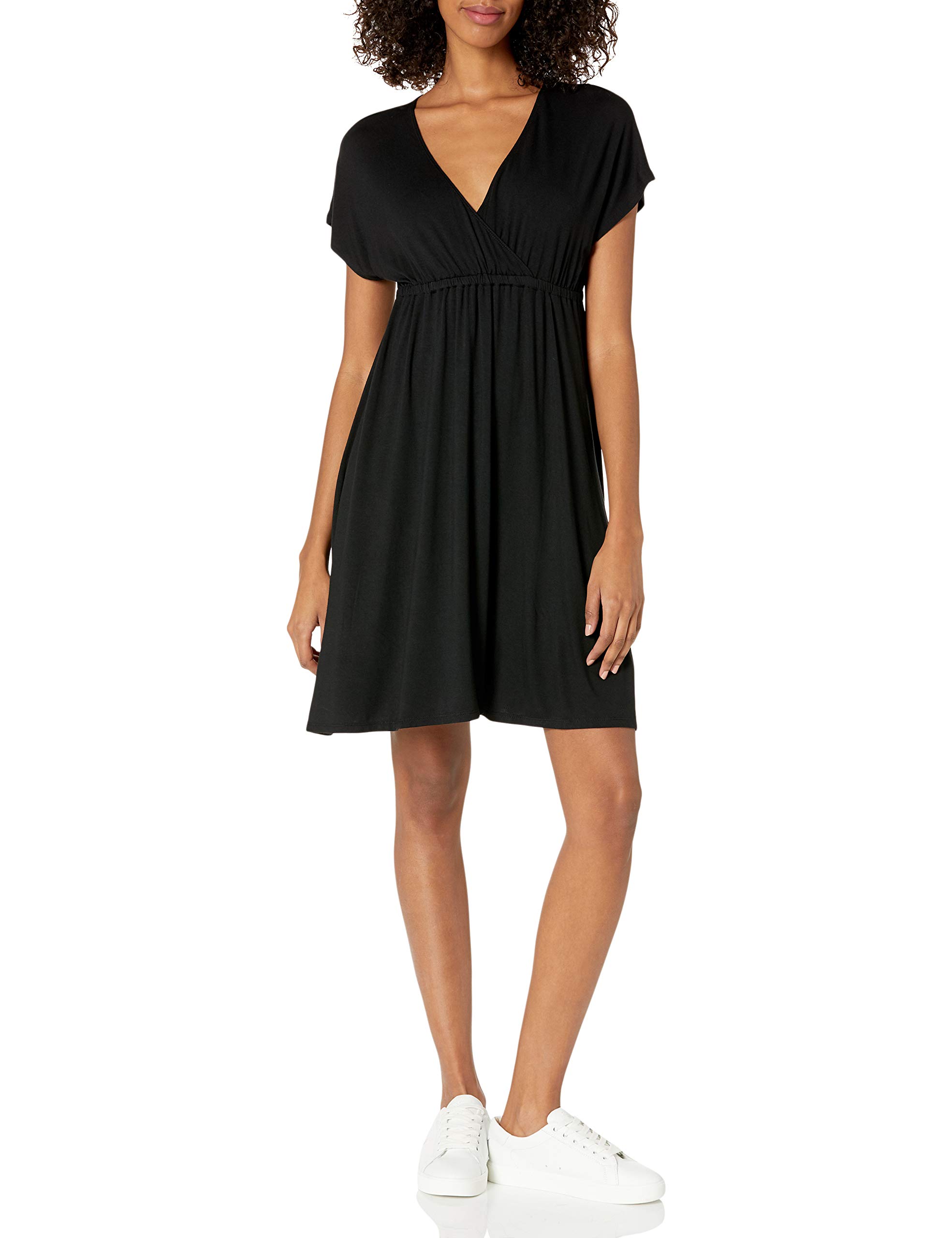 Amazon Essentials Women's V Neck Elastic Waist Surplice Dress (Available in Plus