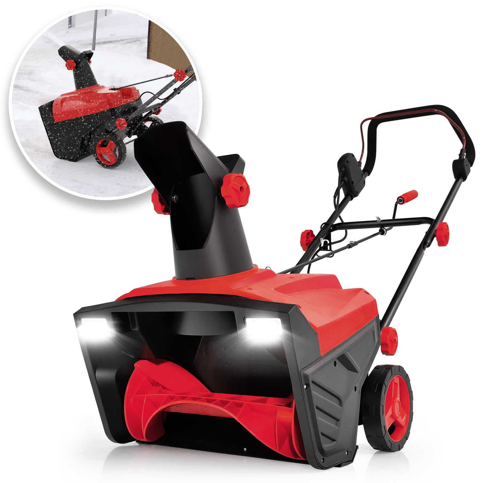 GYMAX Snow Blower, 20” Corded Walk-Behind Snow Blower with 15 AMP Motor, 30 FT T