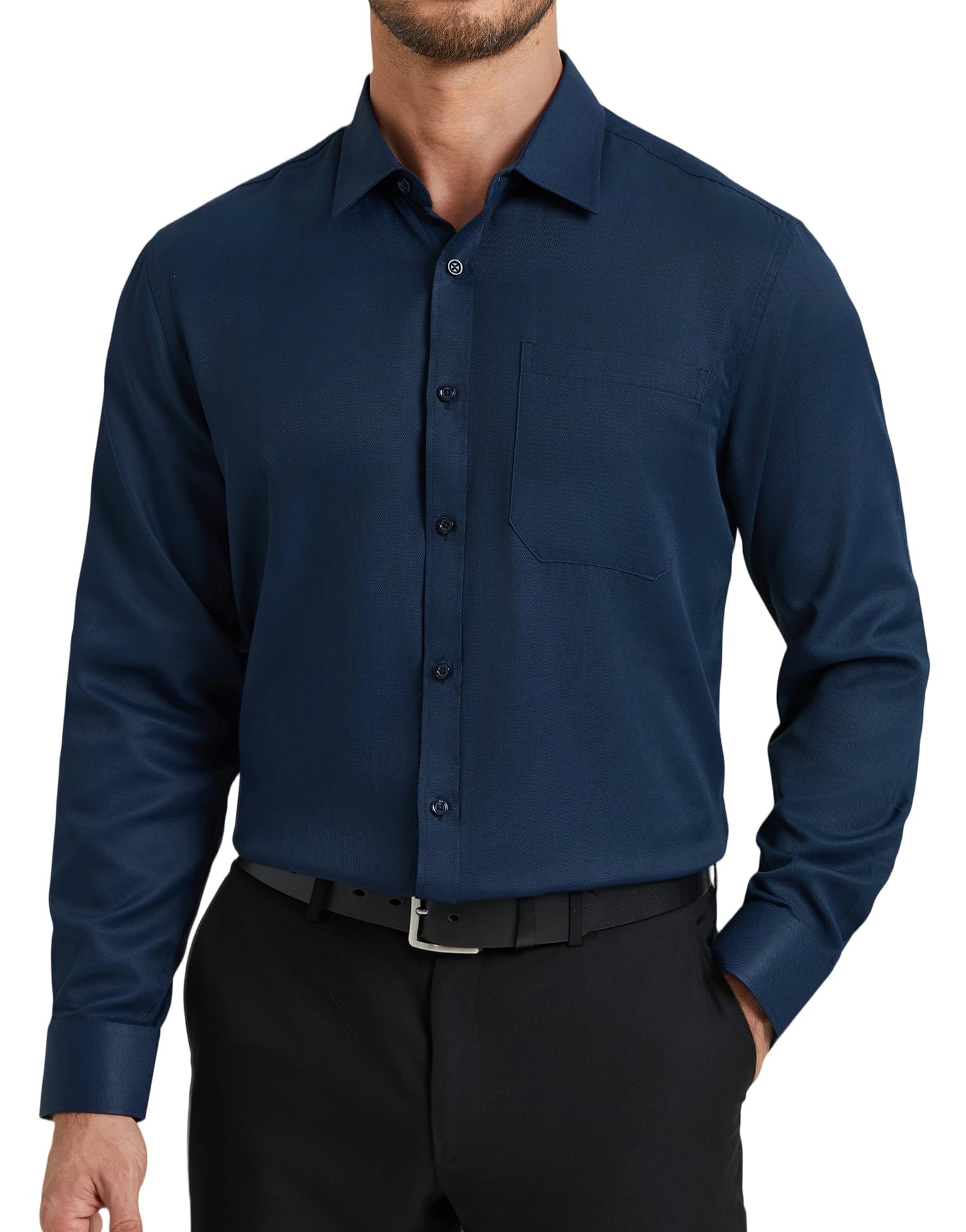 HISDERN mens dress shirts long sleeve button down casual mens contrast inside fo