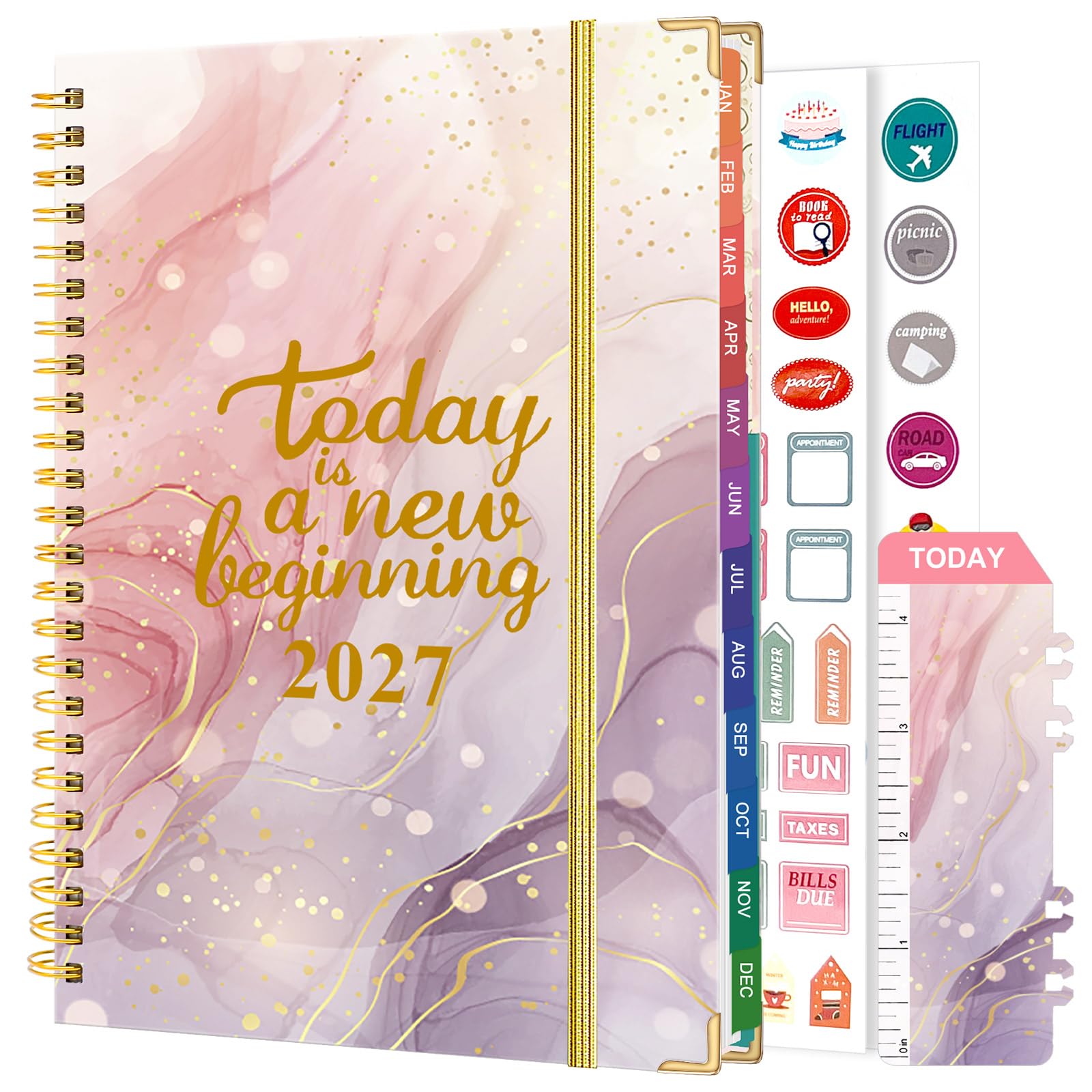 2027 Planner, 2027 Daily Weekly Monthly Planner with Tabs, Jan. 2027-Dec. 2027 A