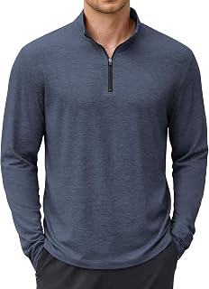 COOFANDY Mens Quarter Zip Pullover Long Sleeve Golf Pullover Lightweight
