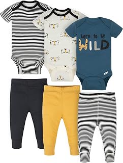 Onesies Brand Unisex Baby 3 Onesies 3 Pants Outfit Bundle Mix N Match Newborn to 12m Pants Set (pack of 6)