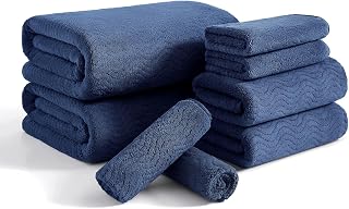 8 Piece Bath Towel Set - 2 Oversized Large Bath Sheets, 2 Hand Towels, 4 Washcloths - Soft Luxury Towels for Bathroom & Hotel, Highly Absorbent, Dry Towels