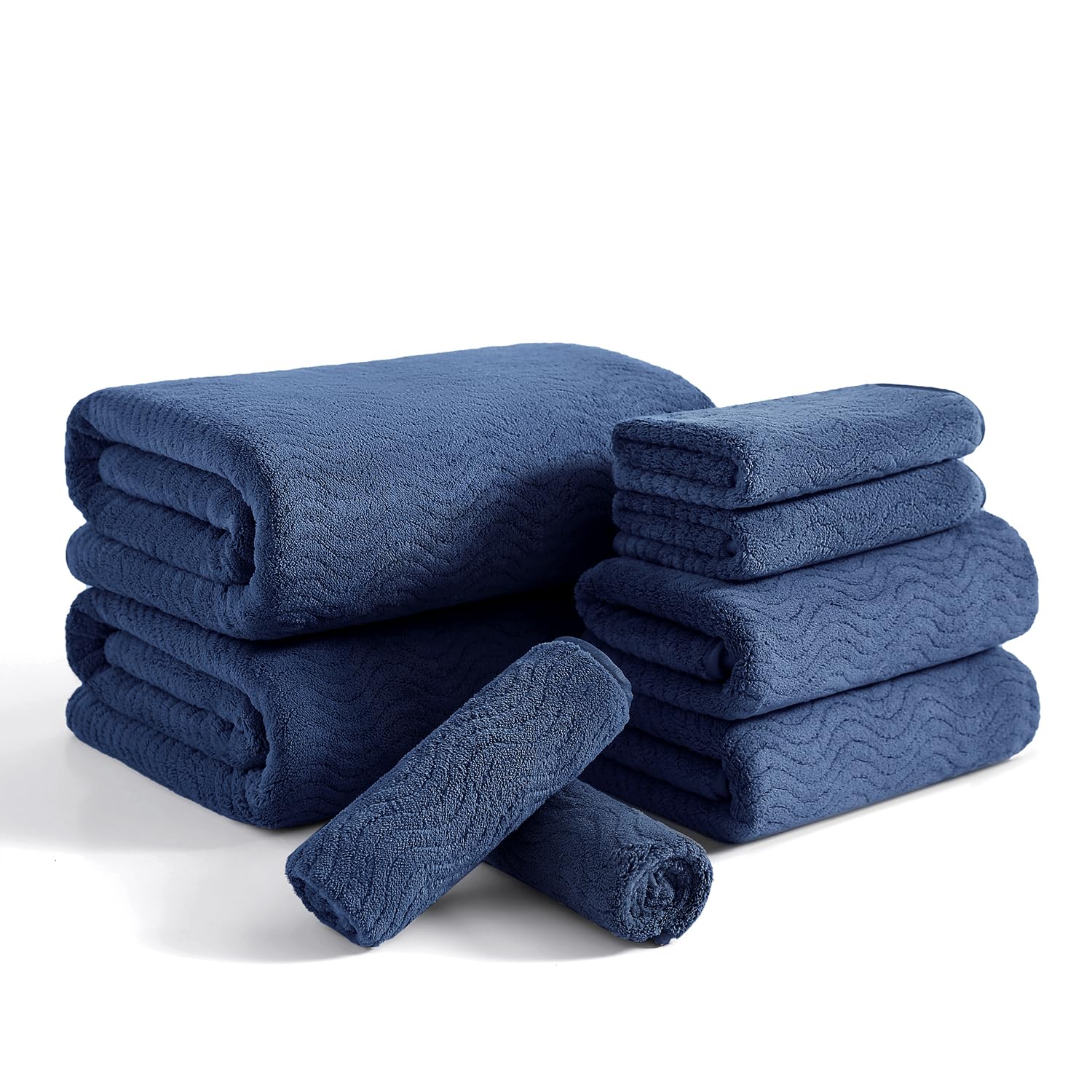 8 Piece Bath Towel Set - 2 Oversized Large Bath Sheets, 2 Hand Towels, 4 Washclo