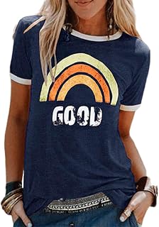 heekpek T-shirts Short Sleeve with Vintage Print Top Women Casual Summer T Shirt Short Sleeve