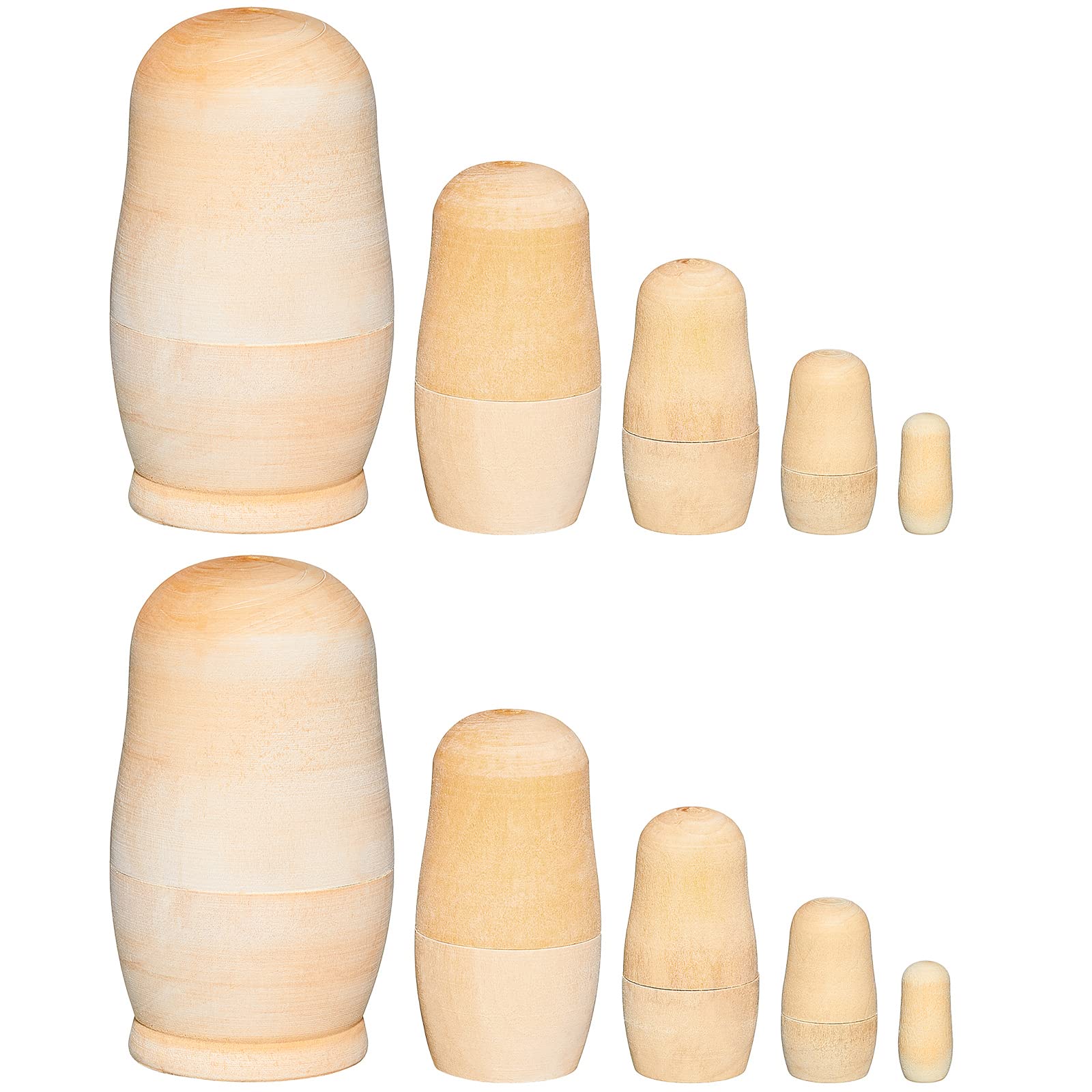 Chalyna 2 Sets Blank Russian Nesting Dolls Unfinished DIY Kit for Kids | Matryos
