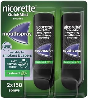 Nicorette Quickmist Mouthspray, Freshmint Nicotine Mouthspray, 2 Units x 150 Sprays (Packaging May Vary)