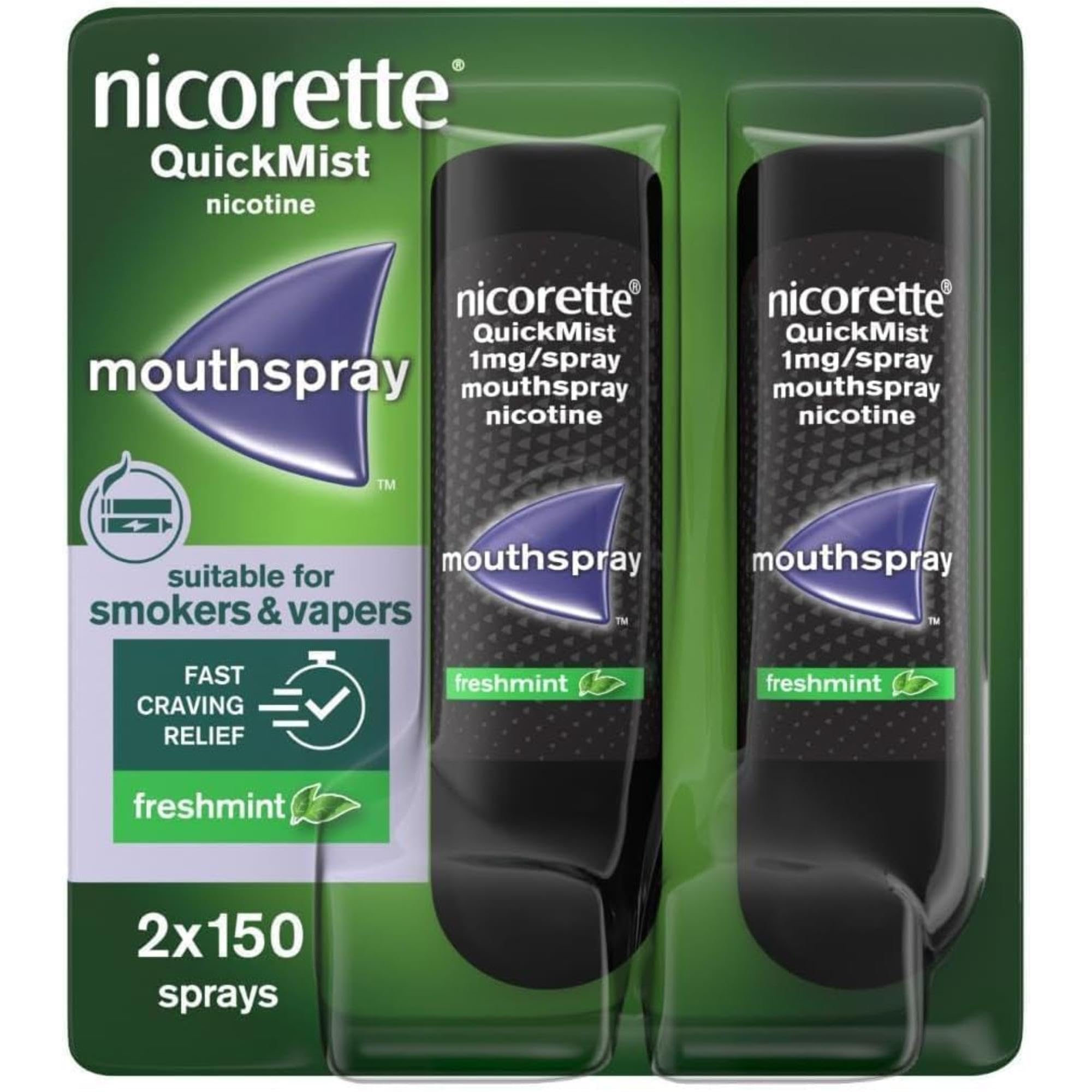 Nicorette Quickmist Mouthspray, Freshmint Nicotine Mouthspray, 2 Units x 150 Spr