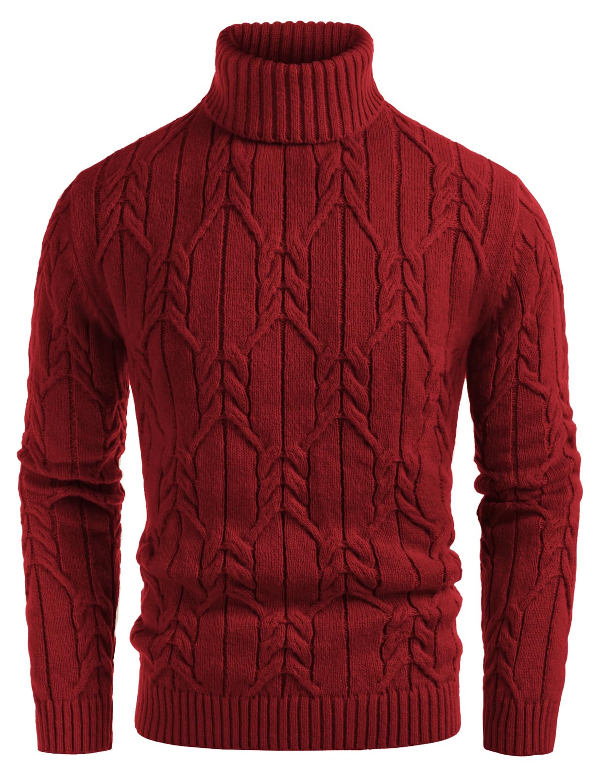 GRACE KARIN Mens Turtleneck Sweaters Cable Knit Twisted Pullover
