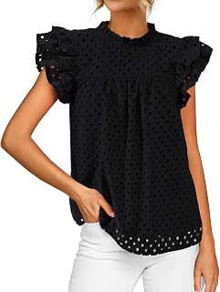 BTFBM 2025 Women Casual Summer Short Ruffle Sleeve Shirt Crew Neck Lace Embroidered Blouses