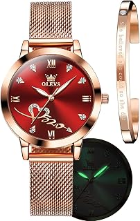 OLEVS Femmes Montres Luxe Or Rose Femmes Ultra - Mince Montre légère en Acier Inoxydable Mesh Montre