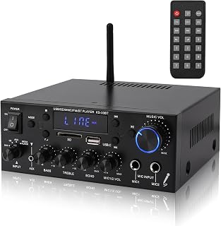 1000W Mini Stereo Amplifier Bluetooth 5.0 Home Audio Power Amplifier, Dual Channel Wireless Sound Audio Stereo Receiver System w/USB, SD, AUX