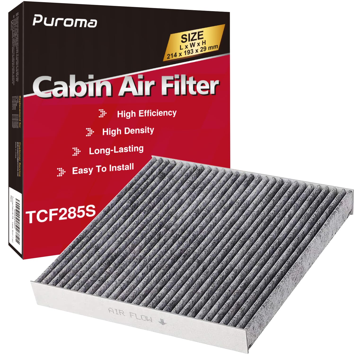 Puroma 1 Cabin Air Filter Activated Carbon for CP285 CF10285 Toyota Lexus | For 