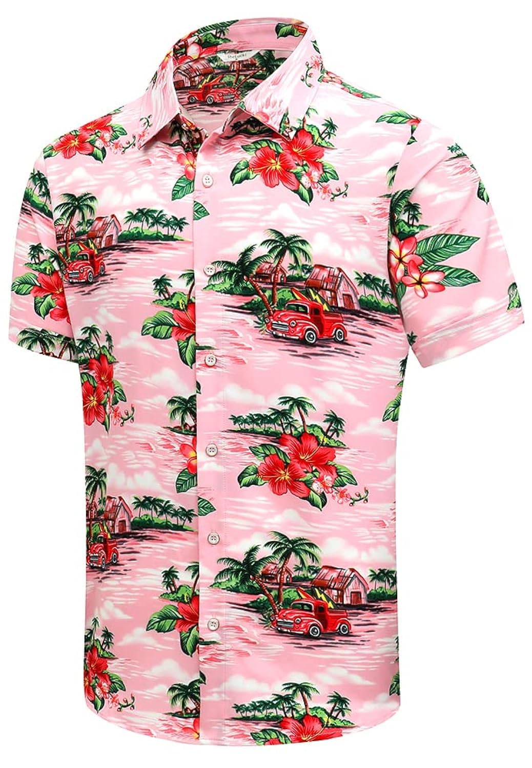 SheLucki Hawaiian Shirt for Men, Unisex Summer Beach Casual Short Sleeve Button 