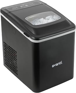 Avanti Ice Maker Mighty Ice Countertop Design Makes 26 Pounds of Bullet-Shaped Ice Cubes in 24 Hours, Digital Touch Controls and Self Cleaning Function, Includes Scoop, Black