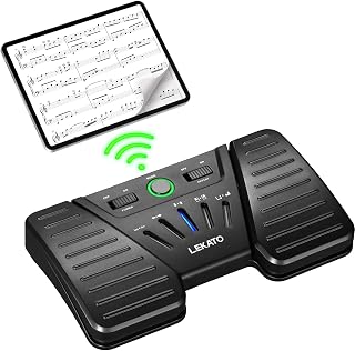 LEKATO Bluetooth Page Turning Pedal, Wireless Page Turner, Rechargeable Footswitch for Phone, Tablets, Portable Foot Pedal for Playing Instruments or Prompting
