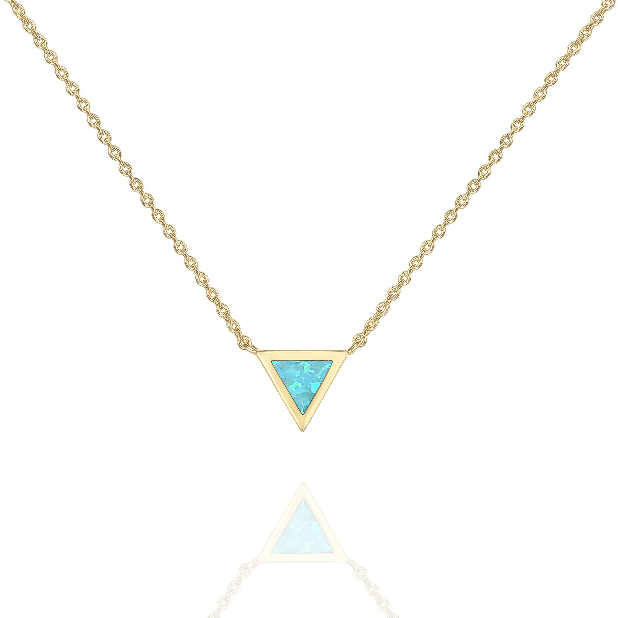 PAVOI 14K Gold Plated Opal Pendant Necklaces for Women, Dainty Necklace