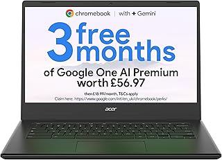 Acer Chromebook 314 CBOA314-1H Laptop - Intel Celeron N4500, 4GB, 64GB eMMC, Integrated Graphics, 14" Full HD, Chrome OS, Black