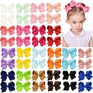 YHXX YLEN 40PCS 4.5 Inch Hair Bows for Girls, Grosgrain Ribbon Toddler Bows | Girls Bows Hair Accessories with Alligator Clips for Toddlers Baby Girls Kids Teens, 20 Colors In Pairs, Back to School