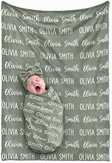 Personalized Baby Blanket for Boys Girls, Custom Name Swaddle Blanket, Soft Receiving Blanket for Newborns, Personalized Baby Gifts for Baby Showers, Handmade Baby Essentials
