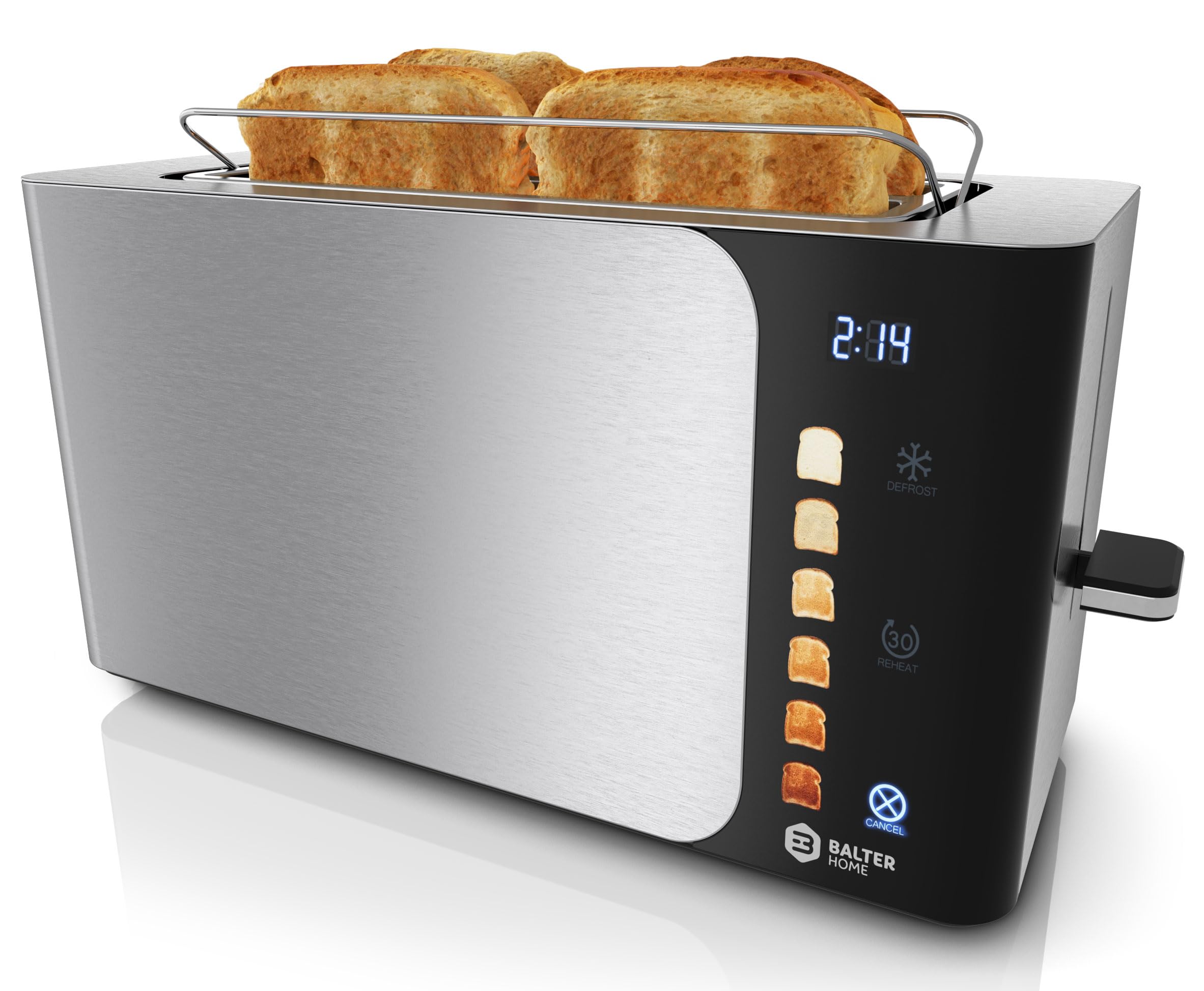 Balter Toaster 4 Slice wide slots, Long Slot, Stainless Steel, Touch Screen, Bui