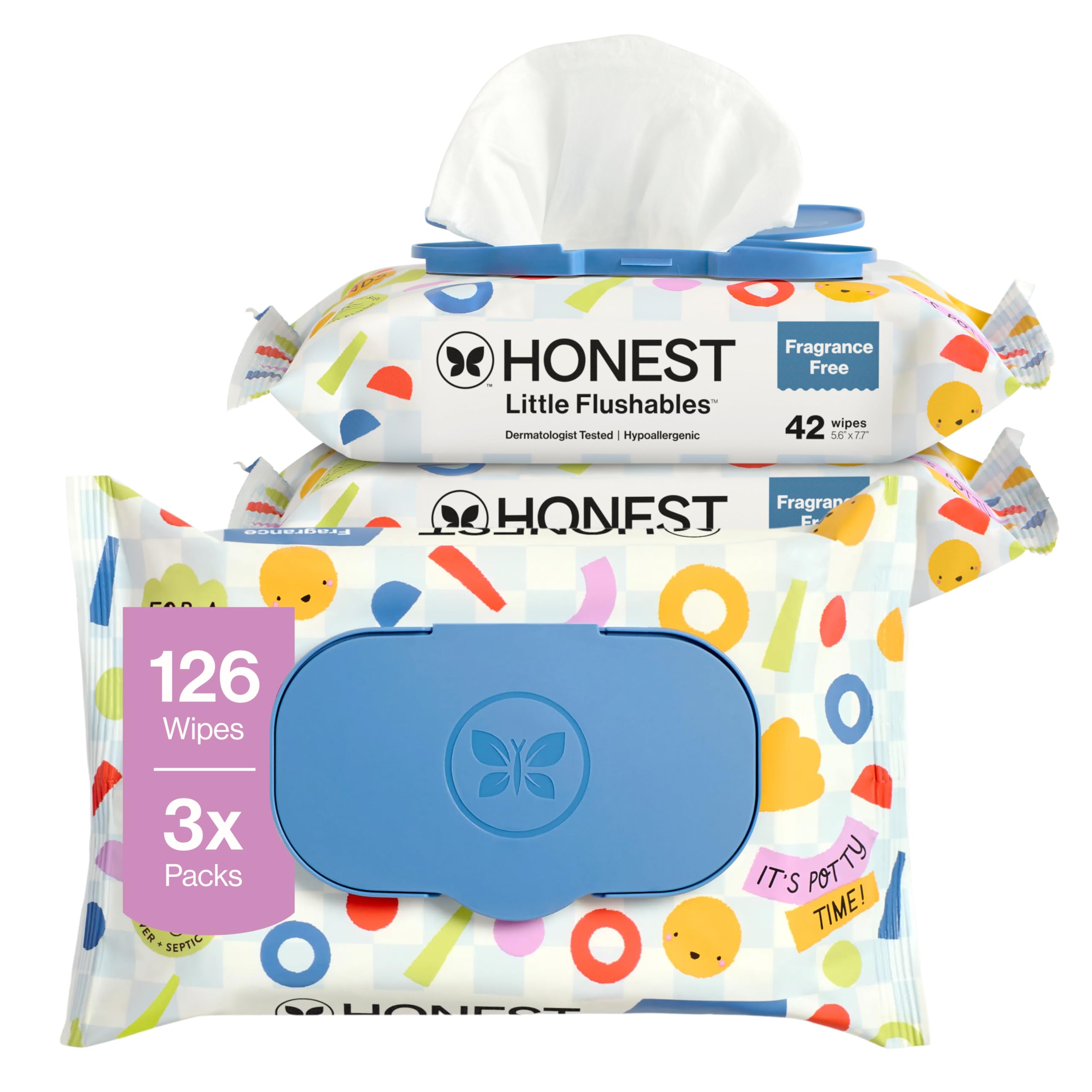 The Honest Company Toddler Flushable Wipes, Hypoallergenic, 126 Count | Flushabl