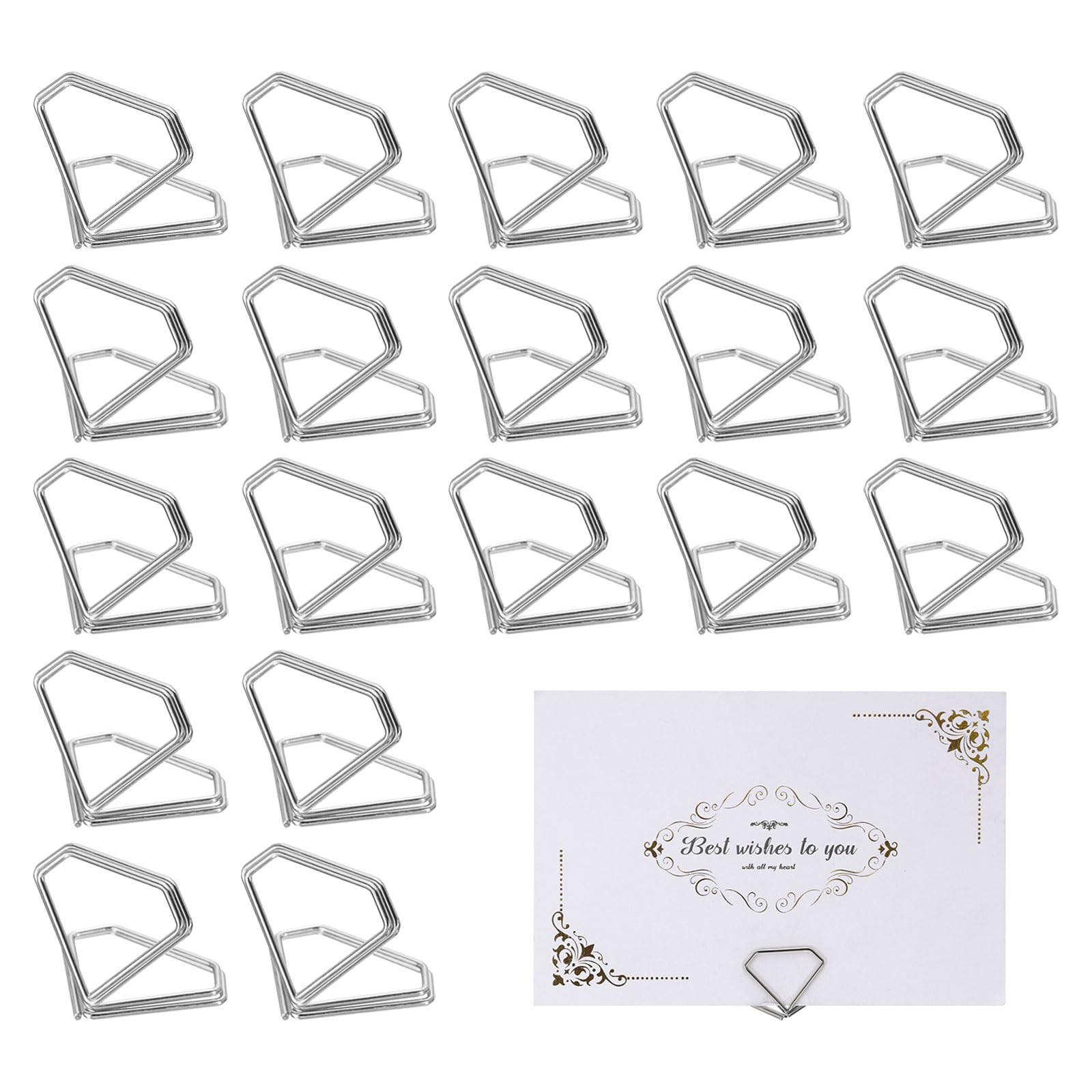 20 Pieces Mini Place Card Holders, Diamond Photo Holders for Tables, Photos, Foo