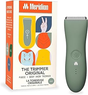 MERIDIAN The Trimmer Original | Body Hair Trimmer for Men & Women | Sage | Rechargeable and Waterproof Shaver for Pubic Area, Chest, Back, Underarms and Bikini Line, with 2 Guide Combs Included