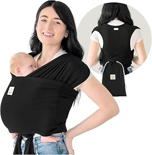 KeaBabies Baby Wrap Carrier Ring Sling, D-Lite Baby Carrier (Trendy Black) | Easy to Wear, Adjustable Baby Carrier Newborn to Toddler, Infant Carrying Shirt, Hands Free Bonding, Breathable Fabric Wrap