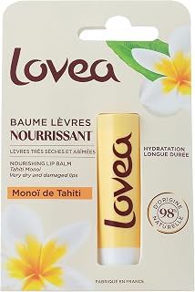 LOVEA - Lip Balm - Monoi Fragrance - Soothes, Nourishes & Softens - For Dry Lips - Enriched With Shea Butter - Based on Vegetable Oils - Made in France - 4 g