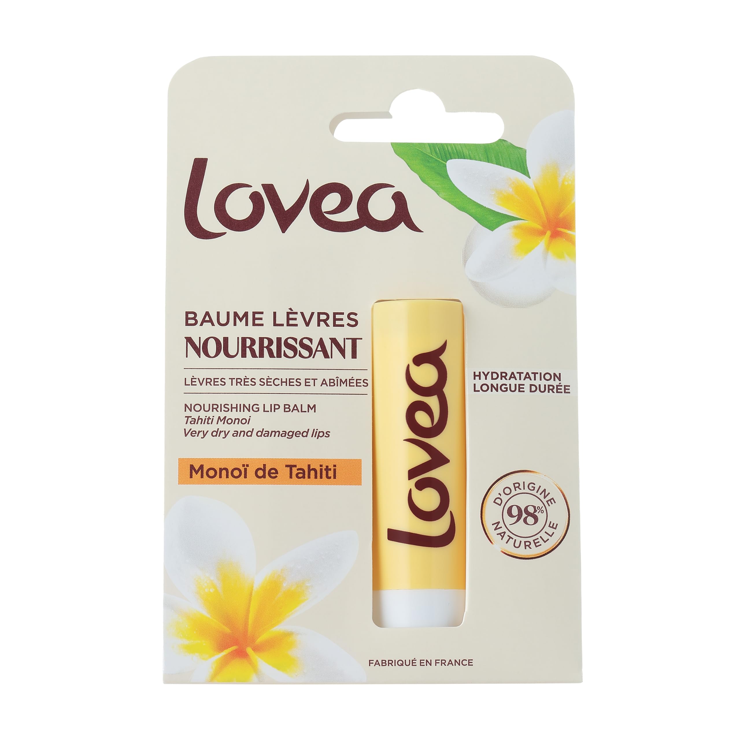 LOVEA - Lip Balm - Monoi Fragrance - Soothes, Nourishes & Softens - For Dry Lips