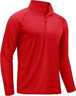 TACVASEN Rash Guard Mens Swim Shirt Long Sleeve UV Fishing Sun Protection UPF 50 Running Athletic 1/4 Zip Shirt for Men