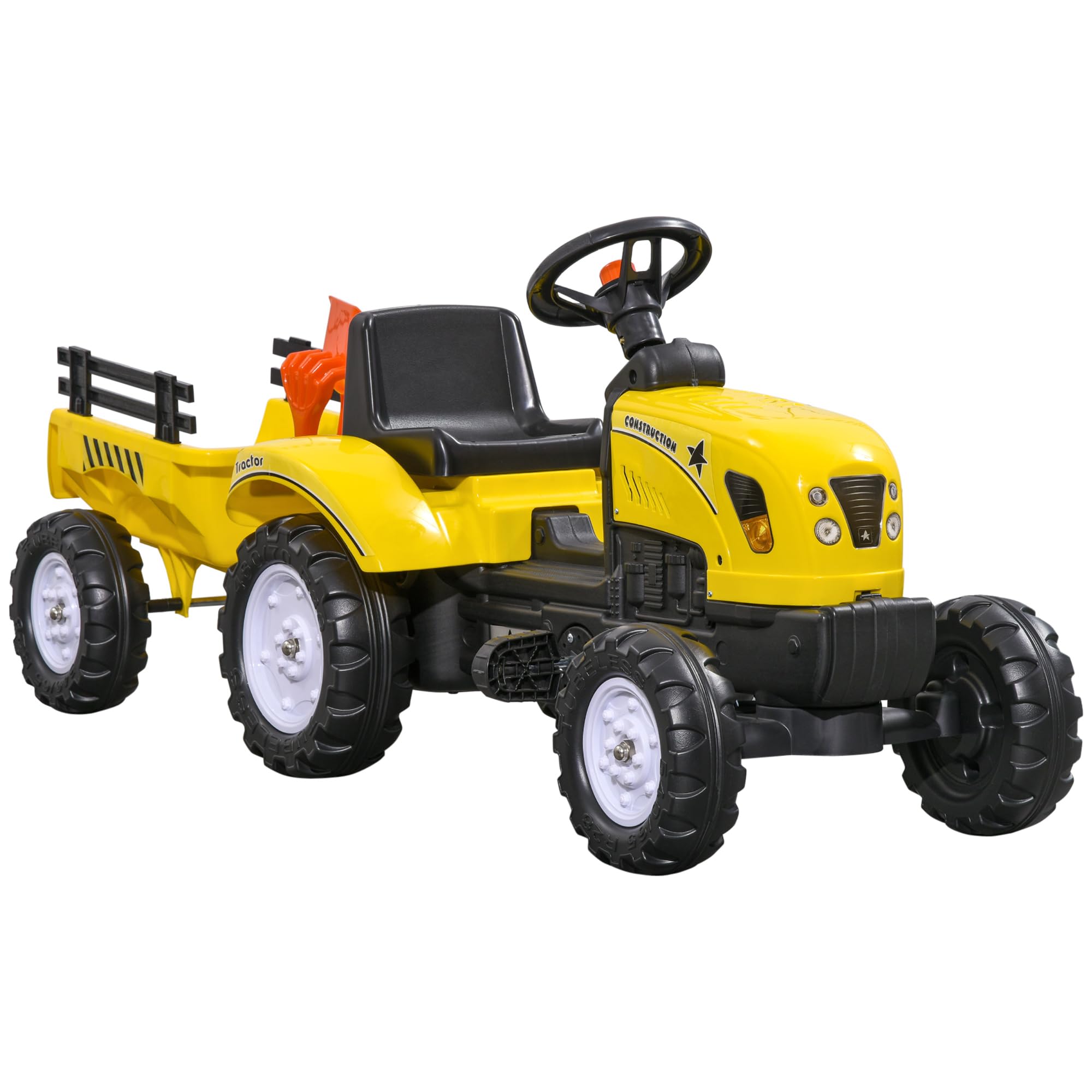 Aosom Kids Ride on Farm Tractor Manual Pedal for Age 3 Years Old Yellow | Ride o