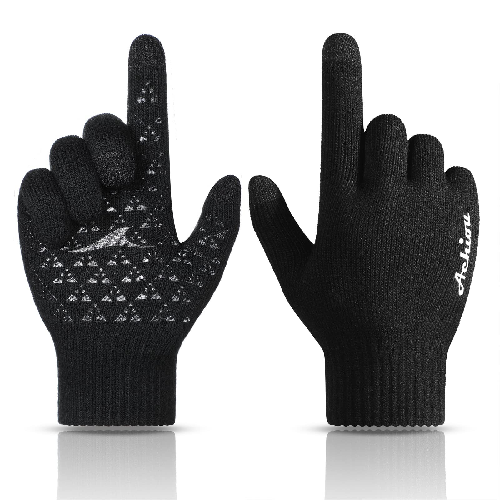 Achiou Winter Gloves for Men and Women, Touchscreen Soft Knit Gloves | Soft Knit