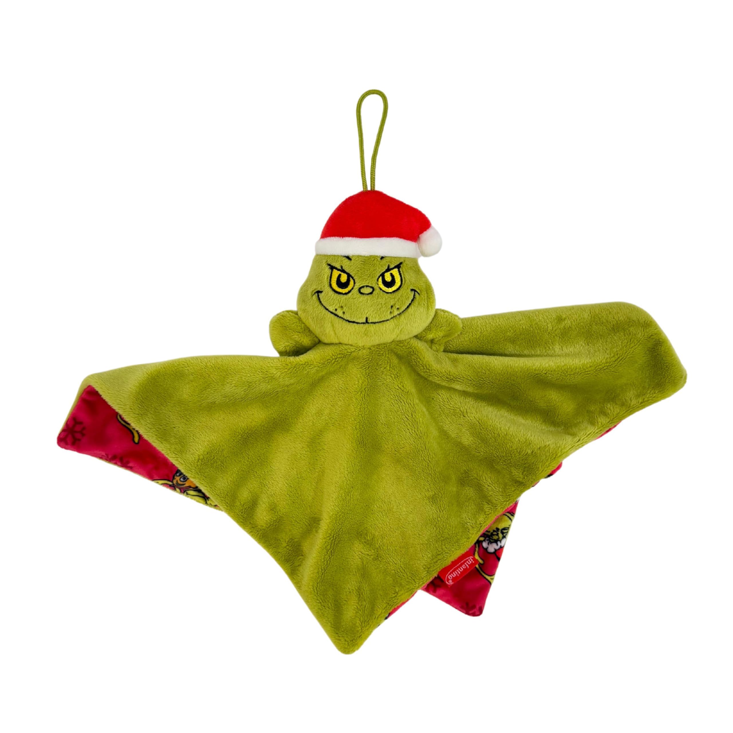 Infantino The Grinch Soft Lovey, Plush Security Blanket & Tether | Double-Sided 