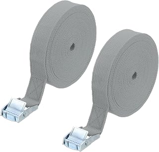 PATIKIL 2Pcs 1" x30ft Lashing Strap with Buckles Cam Buckle Tie Down Straps | Adjustable Heavy Duty Secure Cinch Straps Up to 551 lbs for Cargo Kayak Bicycles, Gray