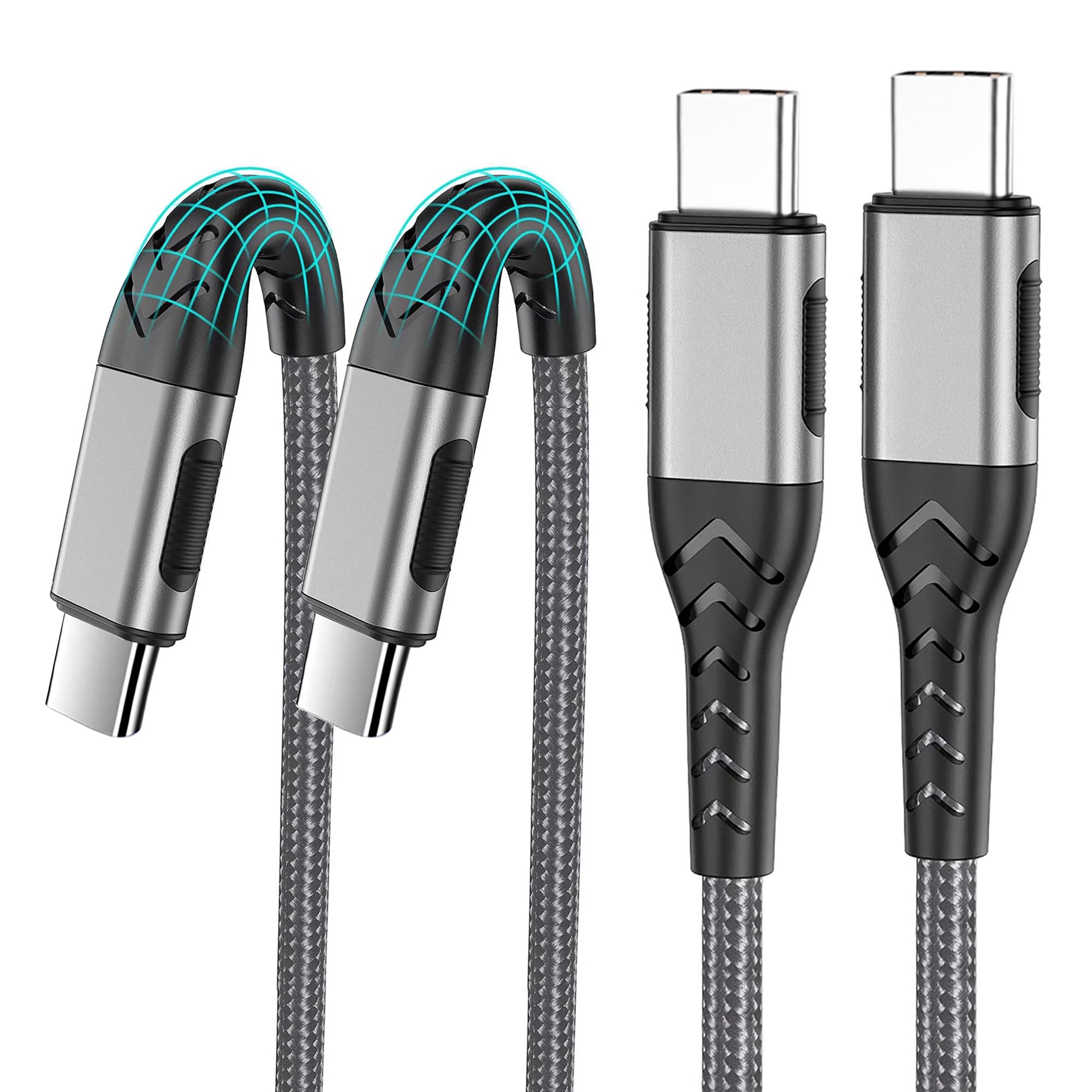 Durcord 2Pack 10ft USB C Charger Cable - 100W Fast Charging for Android/Phone/Pa
